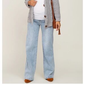 Pinkblush Light Blue Wide Leg Maternity Jeans